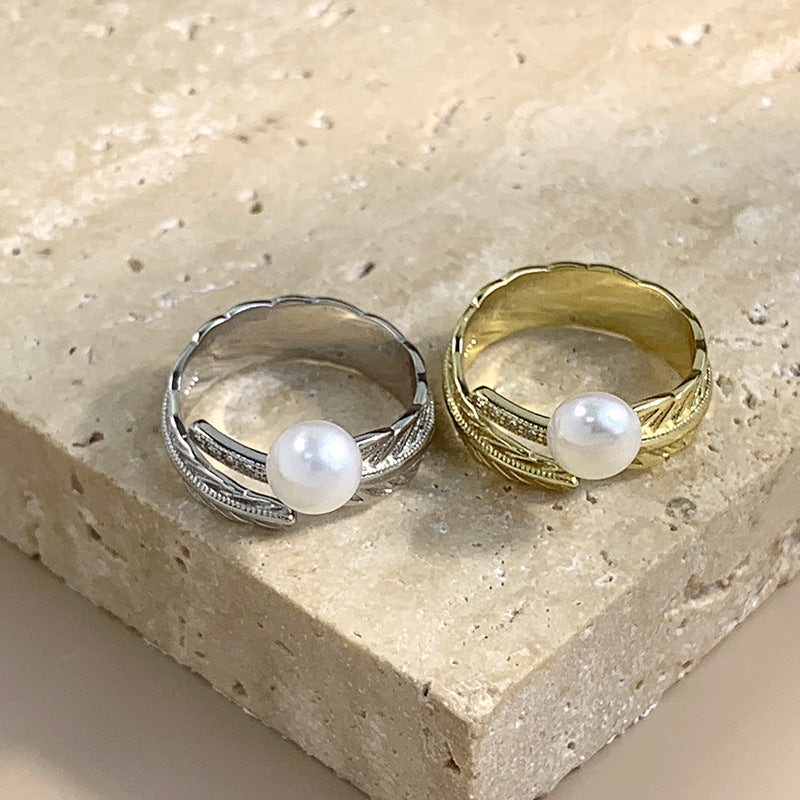 Feather pearl ring setting