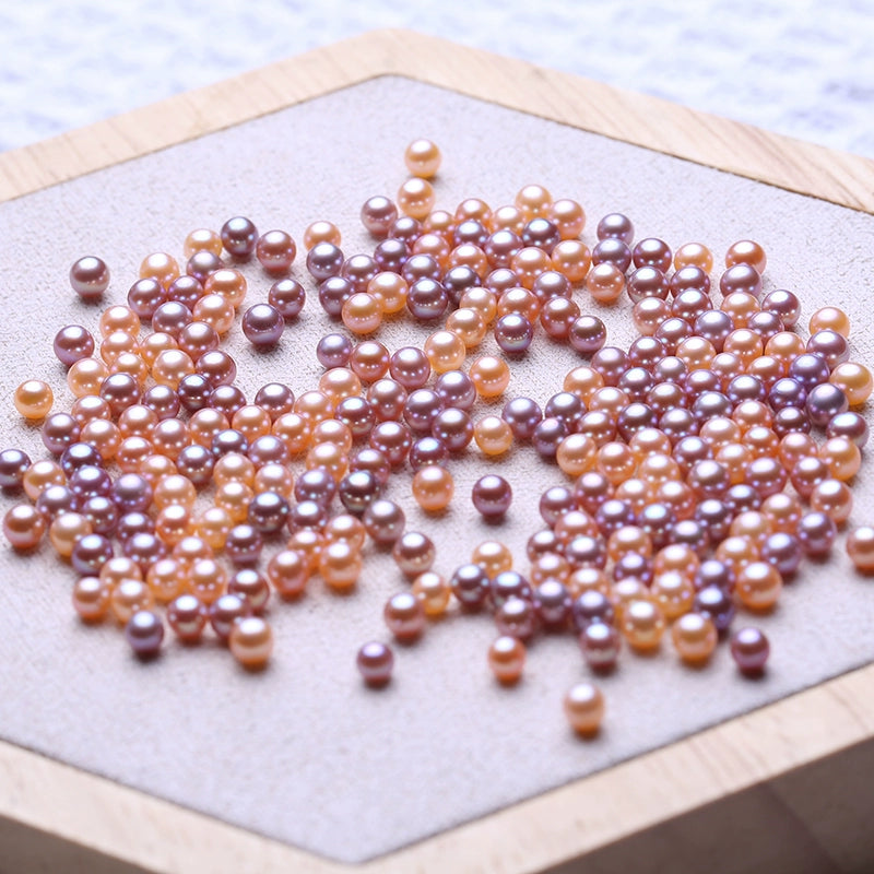 4A 3–8mm Purple Round Freshwater Pearl Beads, Drilled Strand Bulk