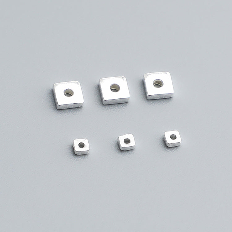 S925 Sterling Silver Square Spacer Beads for DIY Bracelet Necklace