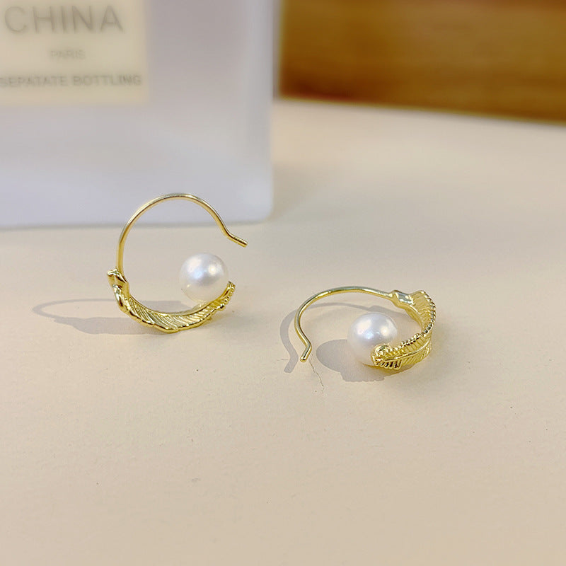 feather C-shaped earrings settings