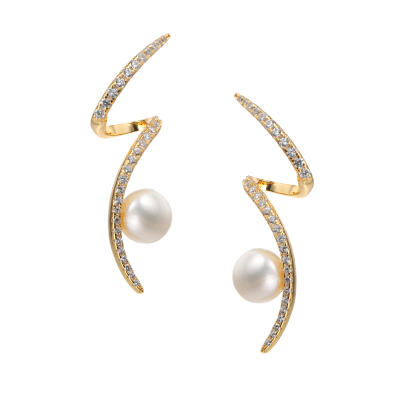925 silver earring setting, simple pearl setting
