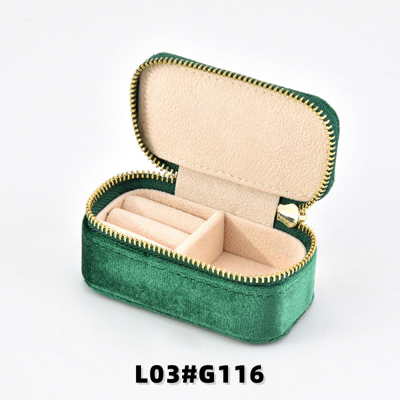 Velvet Mini Travel Jewelry Case, Zippered Organizer with Ring Slots for Rings & Earrings, Bridesmaid Gift & Travel Accessory