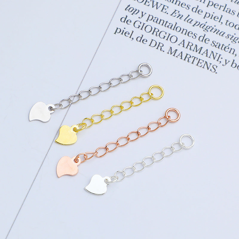 10pcs 3-5cm S925 Sterling Silver Heart Extension Chain