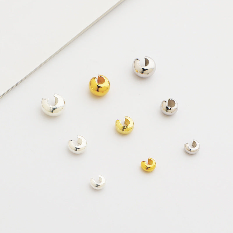 10pcs S925 Sterling Silver Crimp Beads, 3mm 4mm 5mm DIY Jewelry Bead Caps