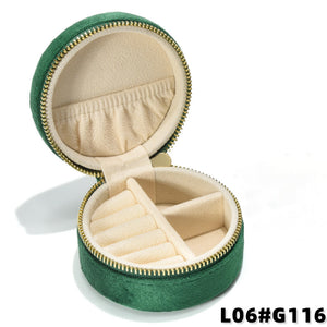 Round Velvet Travel Jewelry Case, Mini Zipper Organizer for Rings, Earrings & Necklaces, Bridesmaid Gift, Travel Accessory