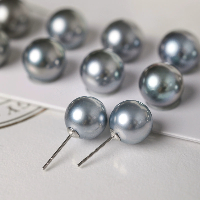5A 9-14mm 18K Gold Tahitian Gray Loose Round Pearl, Platinum Grey Pearl