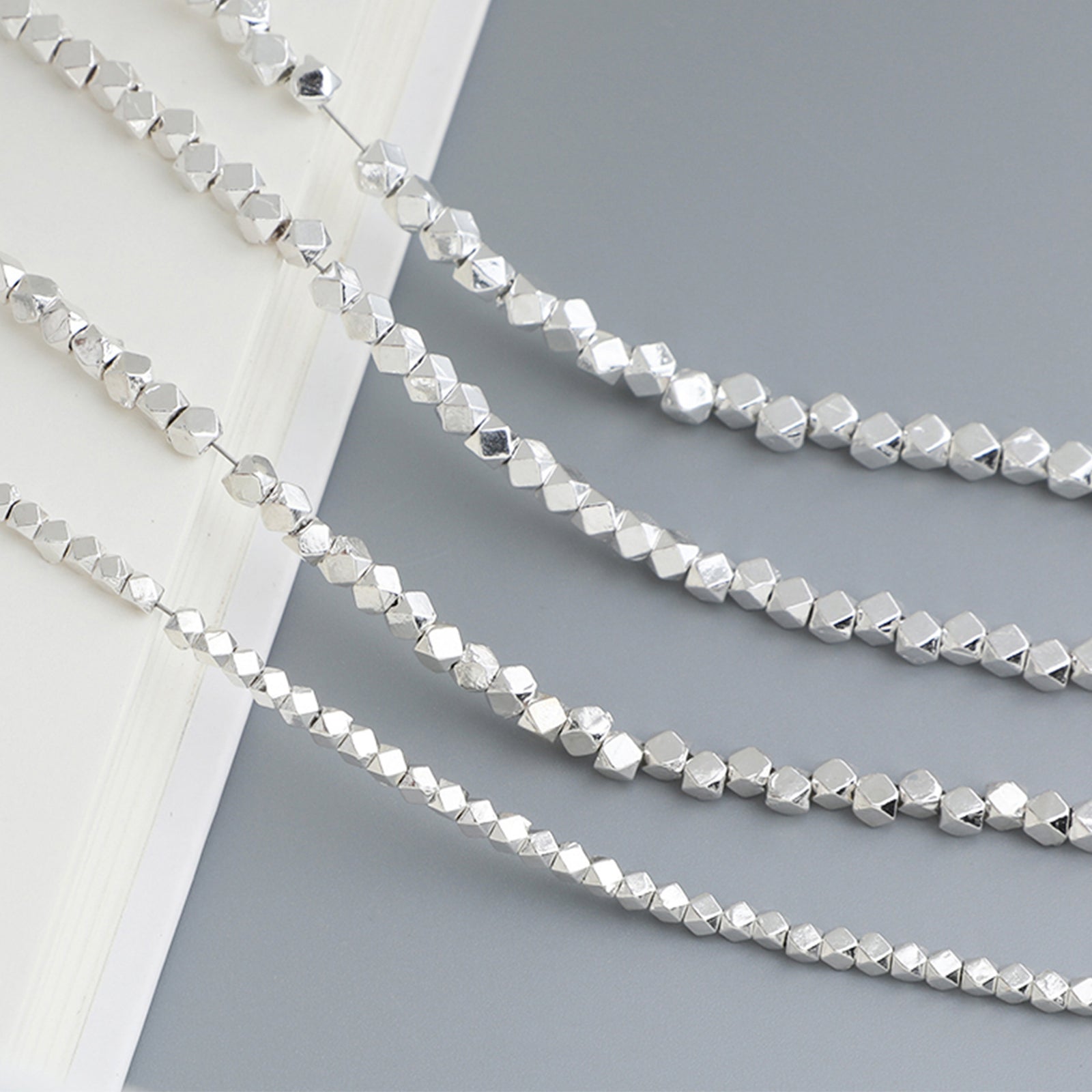 10pcs S925 Sterling Silver Octagon Spacer Beads for Jewelry Making