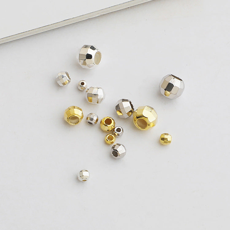 10pcs 2.5-5mm S925 Gold-Plated Faceted Spacer Beads  for DIY Jewelry Making