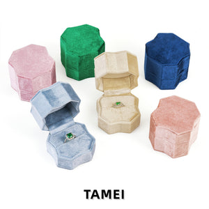 Octagon Velvet Ring Box, Elegant Engagement Proposal Ring Holder, Bridal Shower Gift Box, Wedding Ring Bearer Box, Photo Prop Ring Box