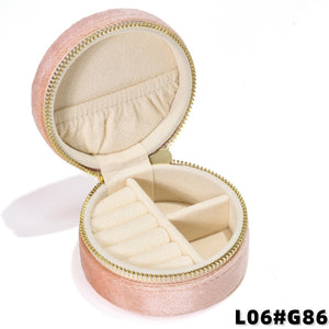 Round Velvet Travel Jewelry Case, Mini Zipper Organizer for Rings, Earrings & Necklaces, Bridesmaid Gift, Travel Accessory