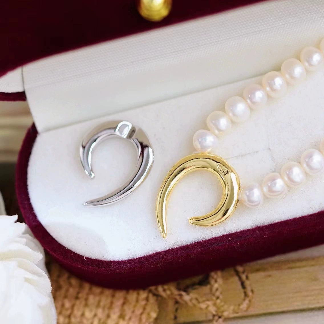 S925 Sterling Silver Crescent Clasp Set