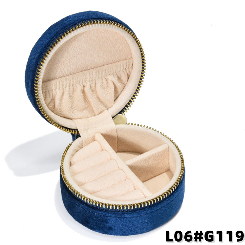 Round Velvet Travel Jewelry Case, Mini Zipper Organizer for Rings, Earrings & Necklaces, Bridesmaid Gift, Travel Accessory