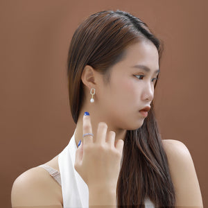 Dainty geometric pearl earring setting