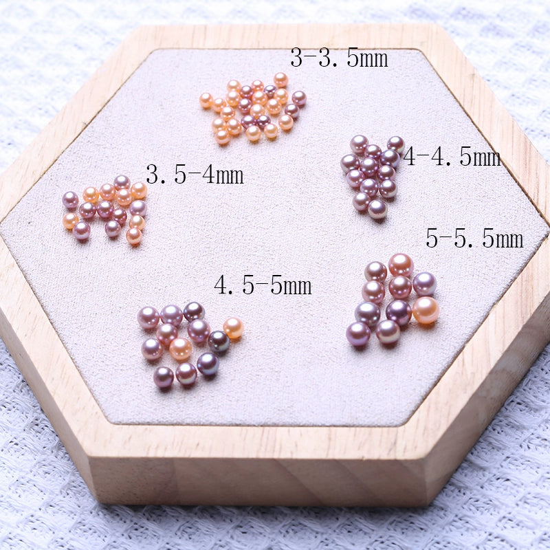 4A 3–8mm Purple Round Freshwater Pearl Beads, Drilled Strand Bulk