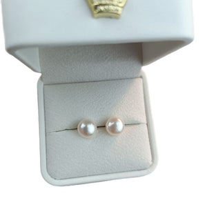 5A 18K Gold Earring Studs, Round White Freshwater Pearls 5–11mm, High Luster 5A Quality Natural Pearl Stud Earrings, Elegant Fine Jewelry
