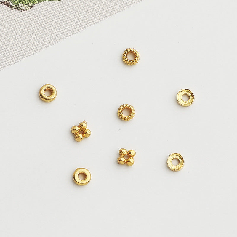 10pcs S925 Sterling Silver Gold-Plated Mini Round Spacer Beads