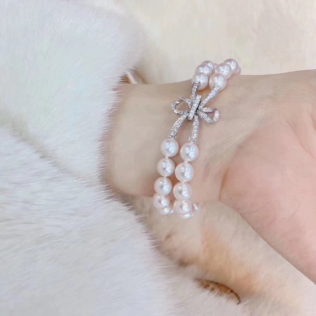 S925 Sterling Silver Bowtie Double Row Clasp