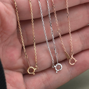 18K Gold Chain Necklace AU750, Craftsmanship Adjustable Plain Cross Collarbone Chain in White Gold or Rose Gold for Women