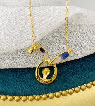 Cute rabbit pearl necklace setting