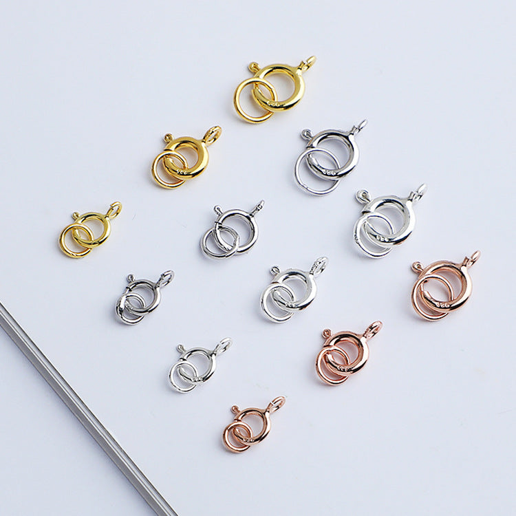 5mm 6mm 7mm, 10pcs S925 Sterling Silver Spring Buckle with Closed Ring