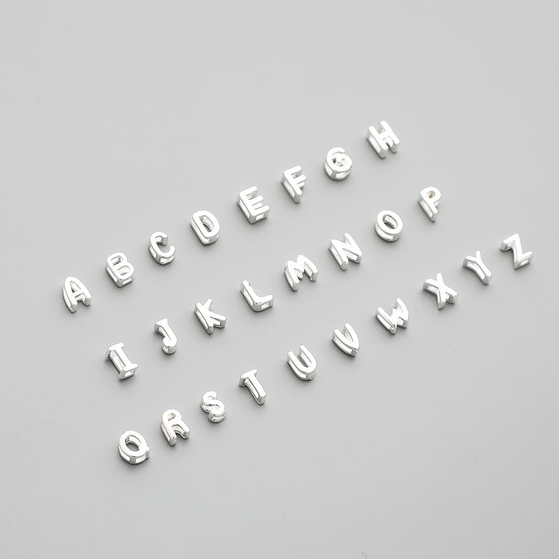S925 Sterling Silver Alphabet Spacer Beads for DIY Bracelet Making