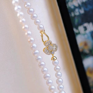 S925 sterling silver three-leaf pearl clasp for 7-8mm pearl