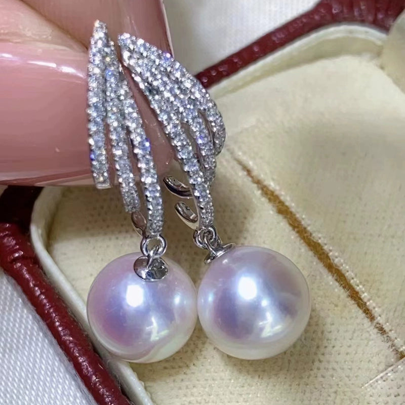 S925 Sterling Silver Earrings setting for 8-13mm baroque pearl