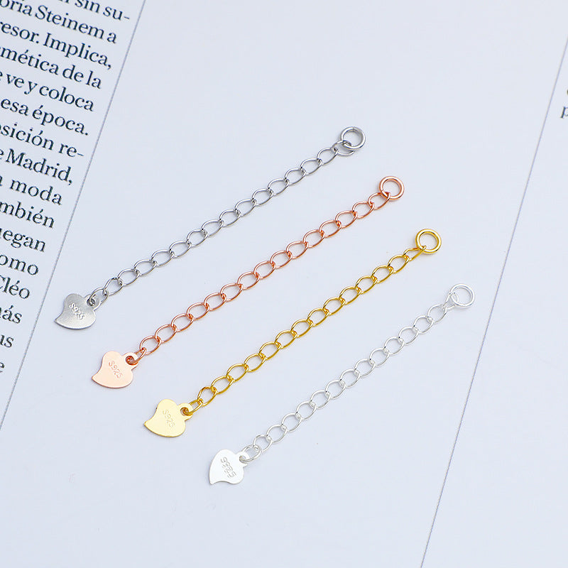 10pcs 3-5cm S925 Sterling Silver Heart Extension Chain