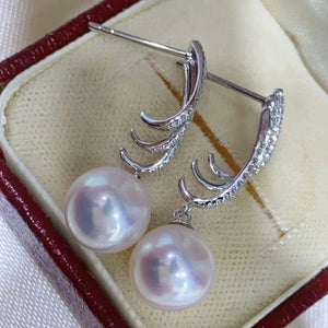 S925 Sterling Silver Earrings setting for 8-13mm baroque pearl