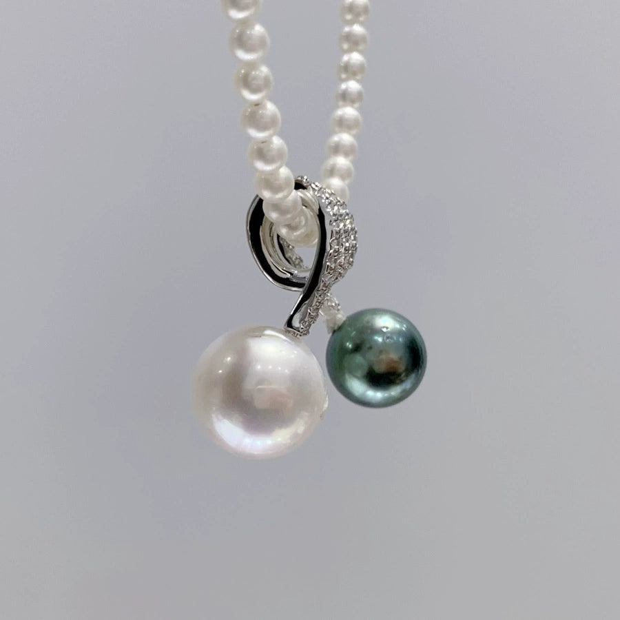 S925 sterling silver three-dimensional double bead SETTING