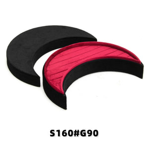 Crescent Moon-Shaped Velvet Ring Box, Black Exterior with Red Quilted Lining, Unique Holder for Engagement & Wedding Rings, Gothic & Celestial Themed