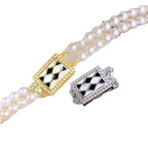 S925 Sterling Silver Diamond Pattern Double Row Clasp