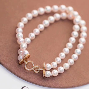 S925 sterling silver 8-shaped double row pearl clasp