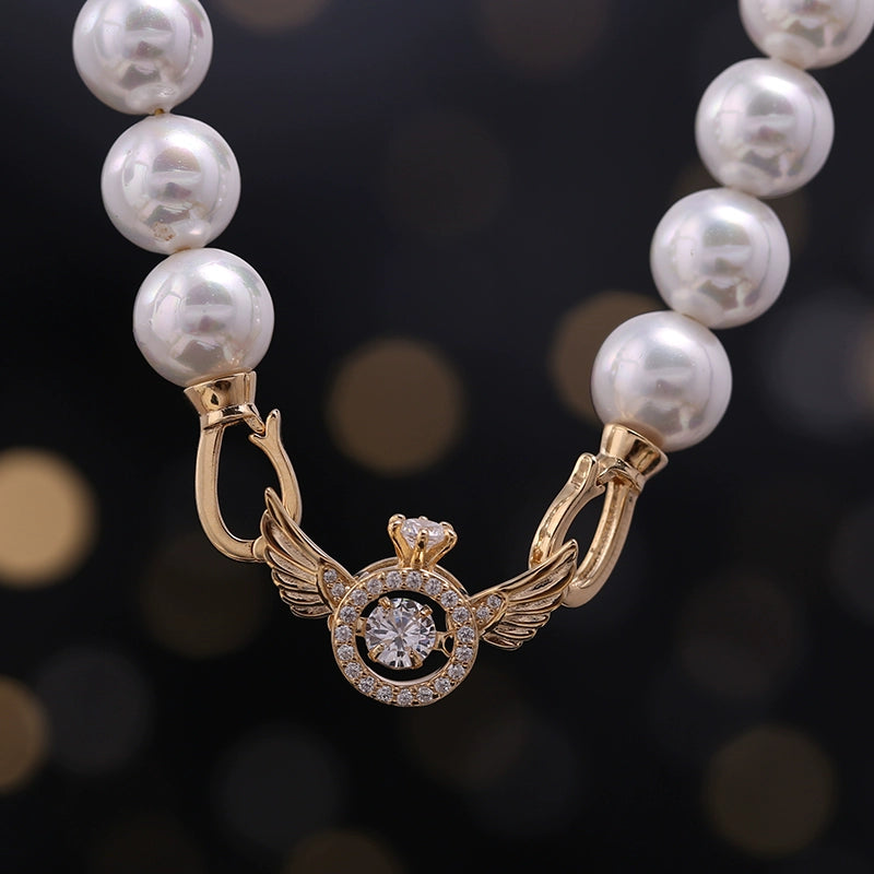 S925 silver angel pearl necklace buckle