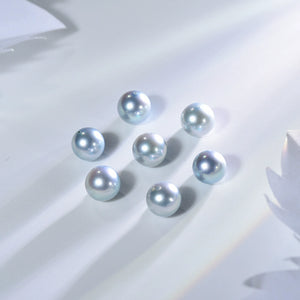 4A 4-10mm Silver Grey Akoya Pearl, Natural Round Loose Pearl with Strong Luster, Undrilled Half Drilled 1mm or Fully Drilled 0.7mm