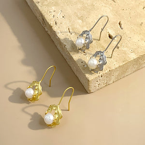 Hollow flower pearl earring settings