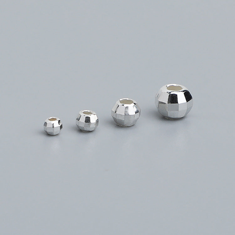 10pcs 2.5-5mm S925 Sterling Silver Faceted Spacer Beads