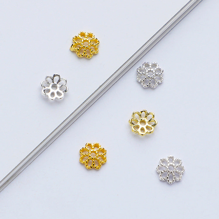 10pcs S925 Silver Gold Plated Flower Bead Cap for DIY Jewelry Making