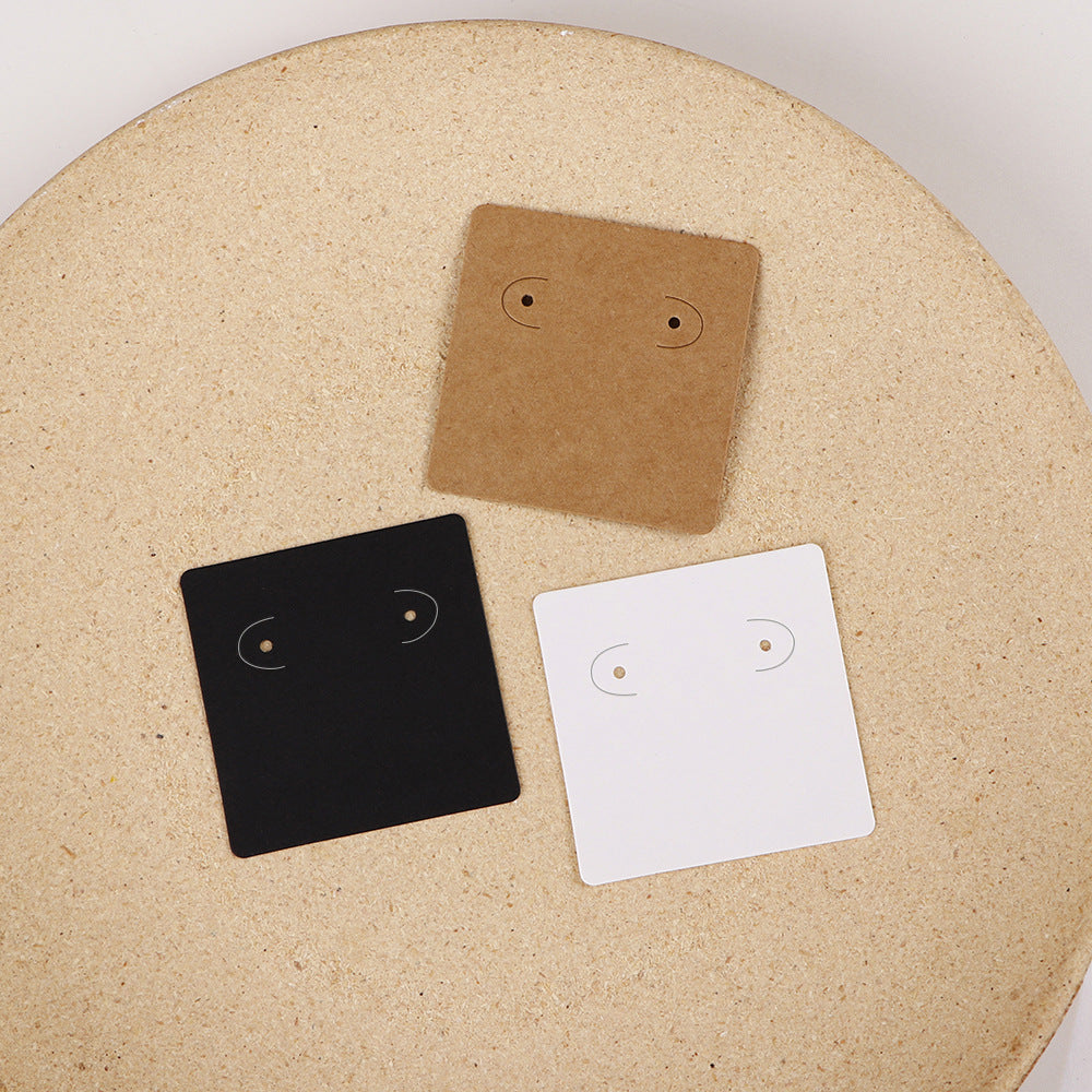 100pcs wholesale 5x5cm earring display cards with two holes for stud hoop jewelry black white paper cards small jewelry packaging