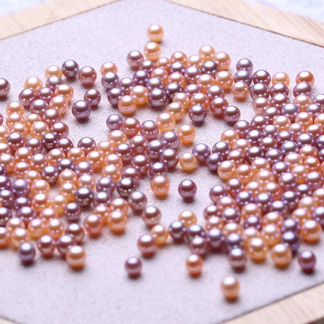 4A 3–8mm Purple Round Freshwater Pearl Beads, Drilled Strand Bulk