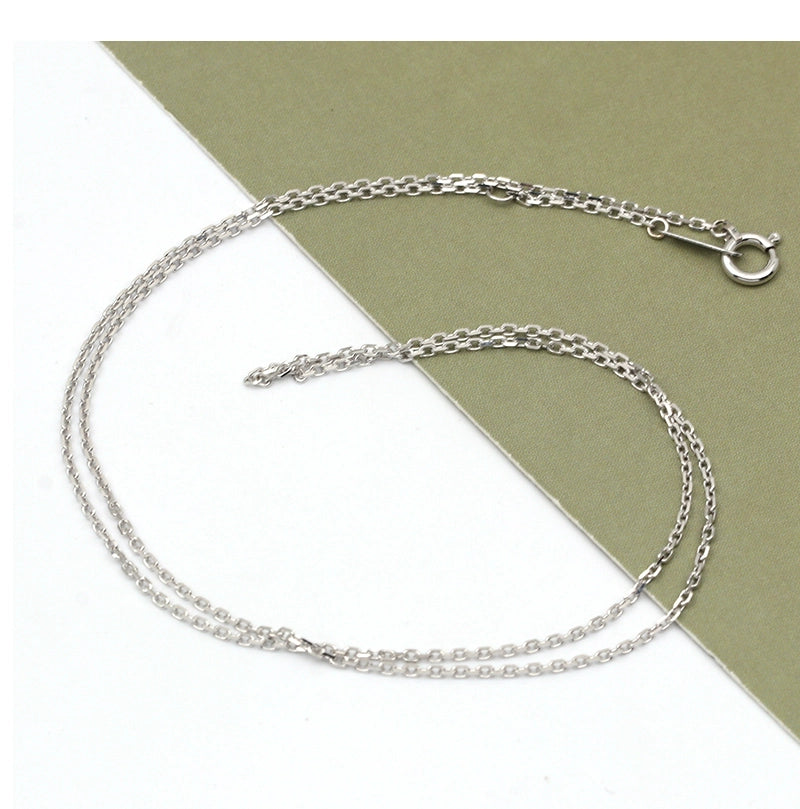 18K Gold Chain Necklace AU750, Craftsmanship Adjustable Plain Cross Collarbone Chain in White Gold or Rose Gold for Women