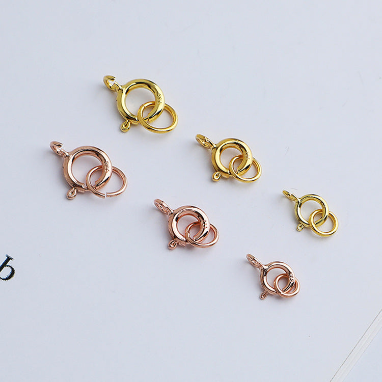 5mm 6mm 7mm, 10pcs S925 Sterling Silver Spring Buckle with Closed Ring