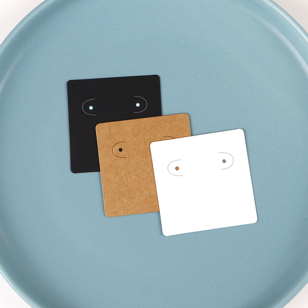 100pcs wholesale 5x5cm earring display cards with two holes for stud hoop jewelry black white paper cards small jewelry packaging