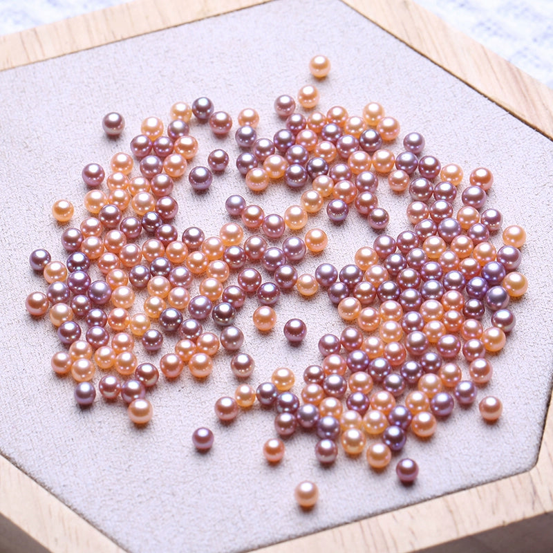 4A 3–8mm Purple Round Freshwater Pearl Beads, Drilled Strand Bulk