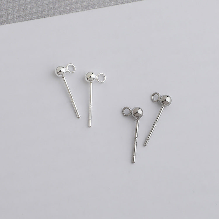 10pcs S925 Sterling Silver Open and Closed Hoop Round Bead Earring Post