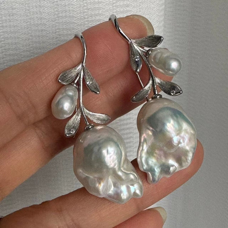 S925 Sterling Silver Leaf Branch Earring Setting