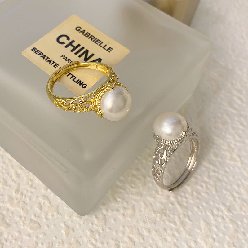 Vintage look style pearl ring setting