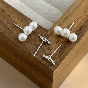 sterling silver three-bead earring settings