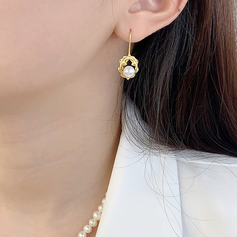 Hollow flower pearl earring settings