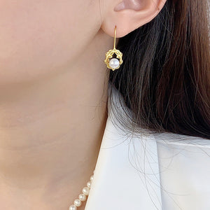 Hollow flower pearl earring settings